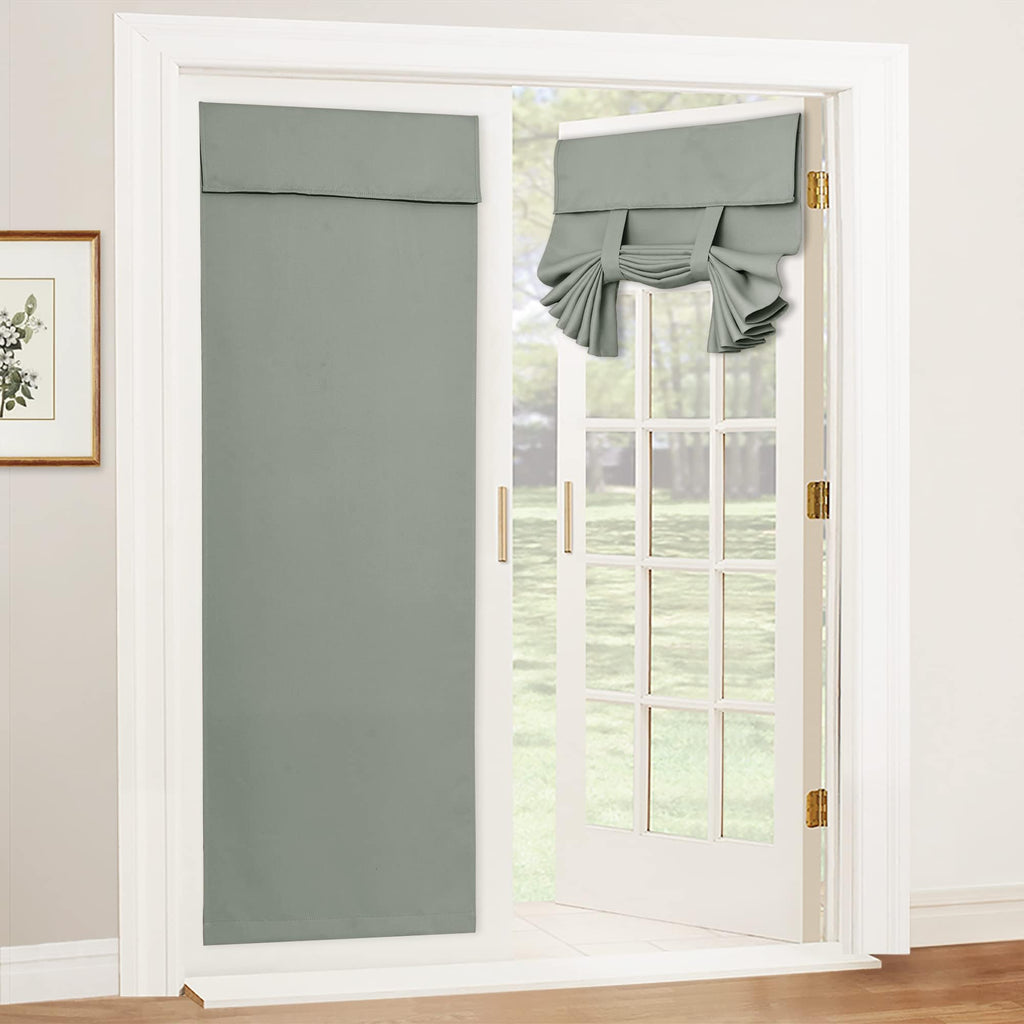 RYB HOME Blackout French Door Curtain - Privacy Thermal Insulated Window Shades for Patio Kitchen Front Entry Back Door Glass Window, Self Adhesive No Drill, 1 Panel, 26" W x 69" L, Black
