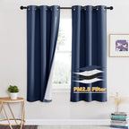 RYB HOME Dustproof Curtains for Large Window, Soundproof Thermal Insulated Blackout Curtains for Sliding Glass Door Furance Office Dorm Bedroom Living Room, Silver Grey, W62 x L95 inch, 2 Panels
