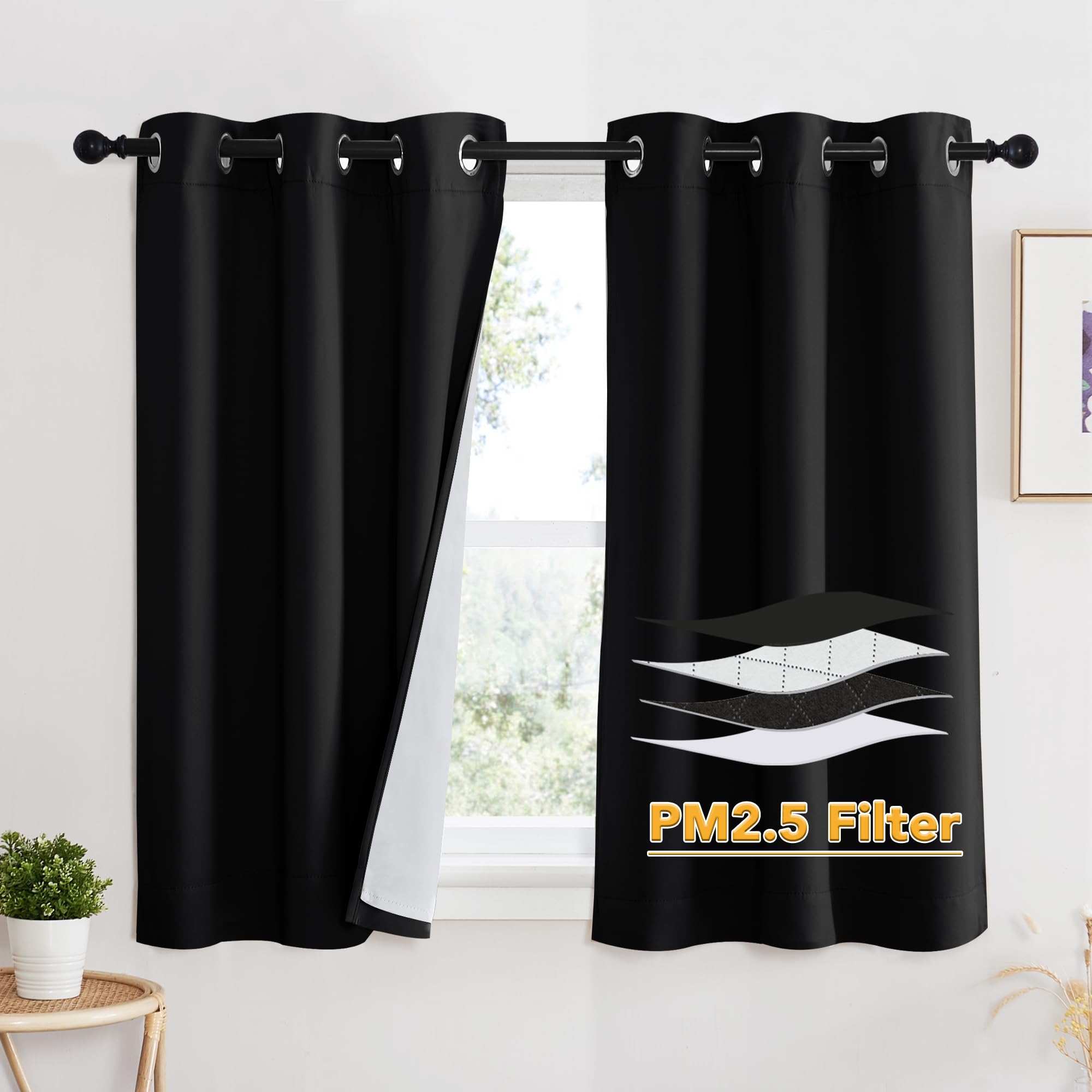 RYB HOME Dustproof Curtains for Large Window, Soundproof Thermal Insulated Blackout Curtains for Sliding Glass Door Furance Office Dorm Bedroom Living Room, Silver Grey, W62 x L95 inch, 2 Panels