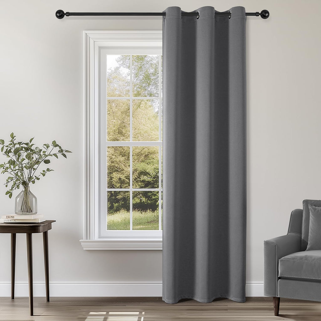 ChrisDowa Blackout Door Curtains for Doorway Privacy, Grommet Closet Curtains for Bedroom Closet Door, Thermal Insulated Temporary Doorway Cover Room Divider Drapes (1 Panel, Dark Grey, 34 x 80 Inch)