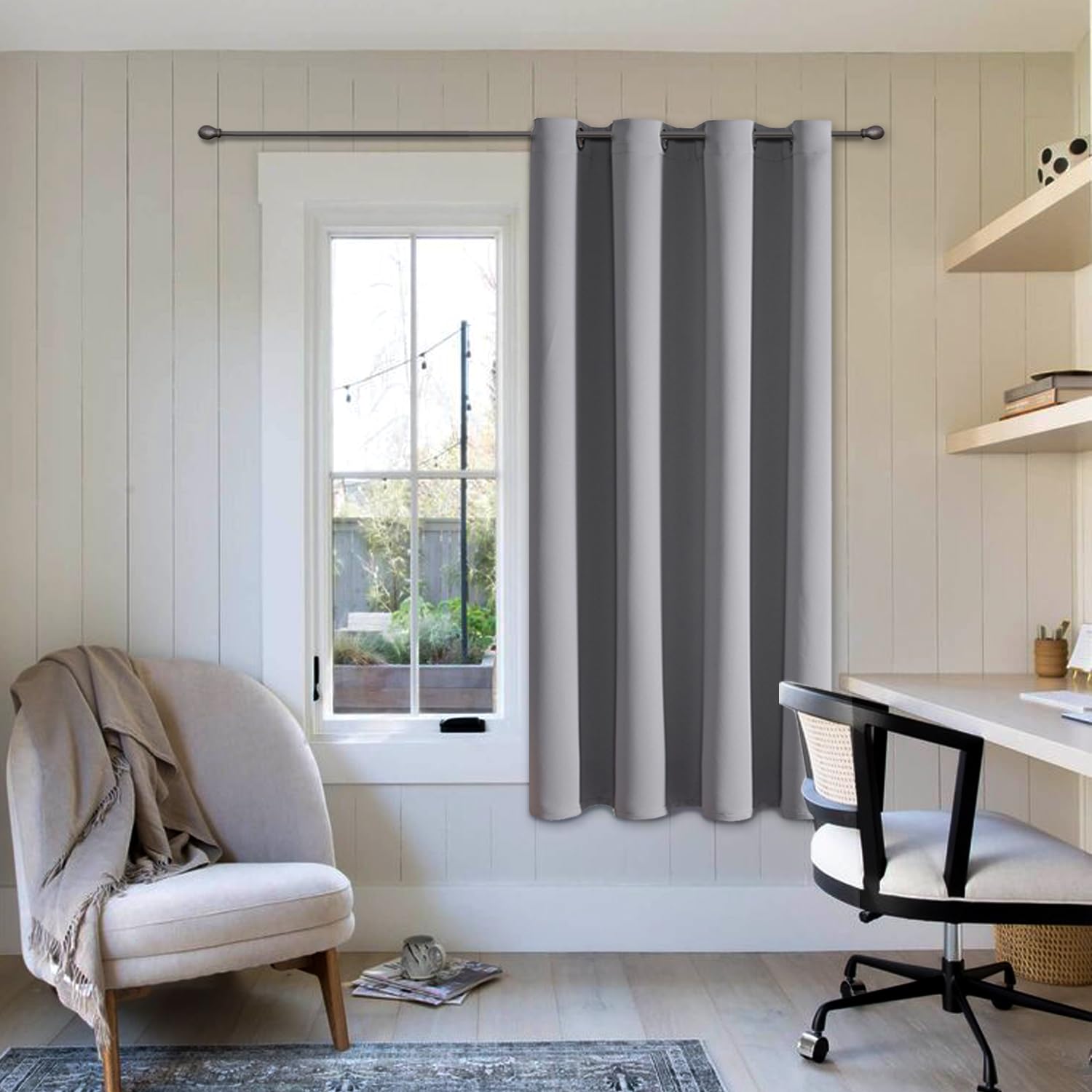 ChrisDowa Blackout Door Curtains for Doorway Privacy, Grommet Closet Curtains for Bedroom Closet Door, Thermal Insulated Temporary Doorway Cover Room Divider Drapes (1 Panel, Dark Grey, 34 x 80 Inch)