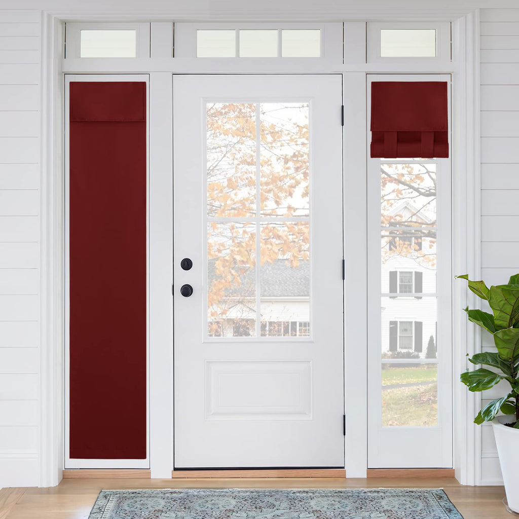 RYB HOME Blackout French Door Curtain - Privacy Thermal Insulated Window Shades for Patio Kitchen Front Entry Back Door Glass Window, Self Adhesive No Drill, 1 Panel, 26" W x 69" L, Black
