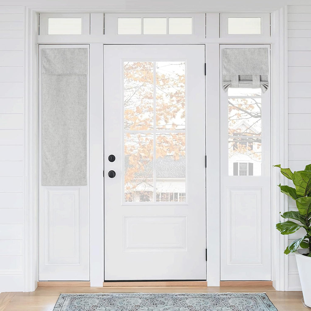 RYB HOME Blackout French Door Curtain - Privacy Thermal Insulated Window Shades for Patio Kitchen Front Entry Back Door Glass Window, Self Adhesive No Drill, 1 Panel, 26" W x 69" L, Black