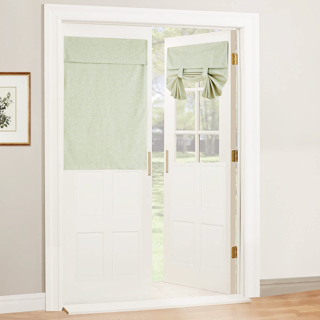 RYB HOME Blackout French Door Curtain - Privacy Thermal Insulated Window Shades for Patio Kitchen Front Entry Back Door Glass Window, Self Adhesive No Drill, 1 Panel, 26" W x 69" L, Black