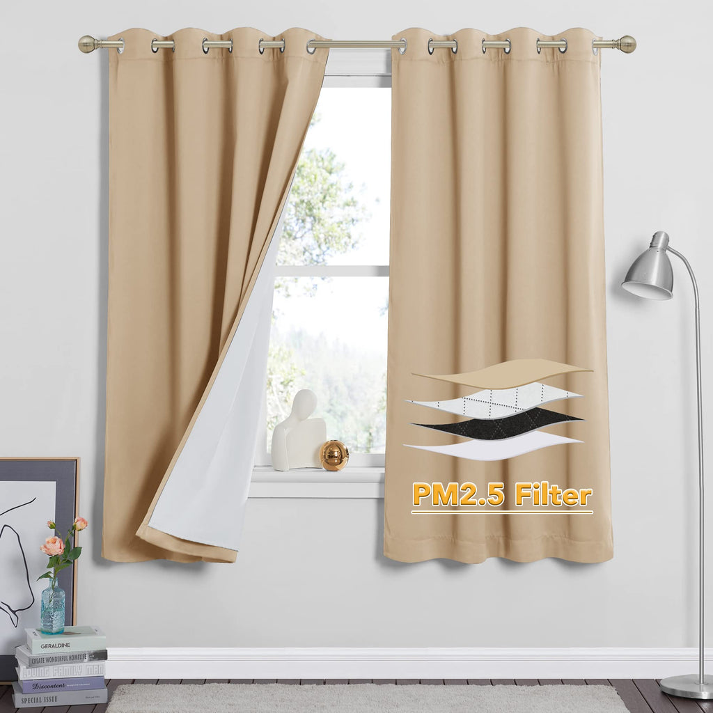 RYB HOME Dustproof Curtains for Large Window, Soundproof Thermal Insulated Blackout Curtains for Sliding Glass Door Furance Office Dorm Bedroom Living Room, Silver Grey, W62 x L95 inch, 2 Panels