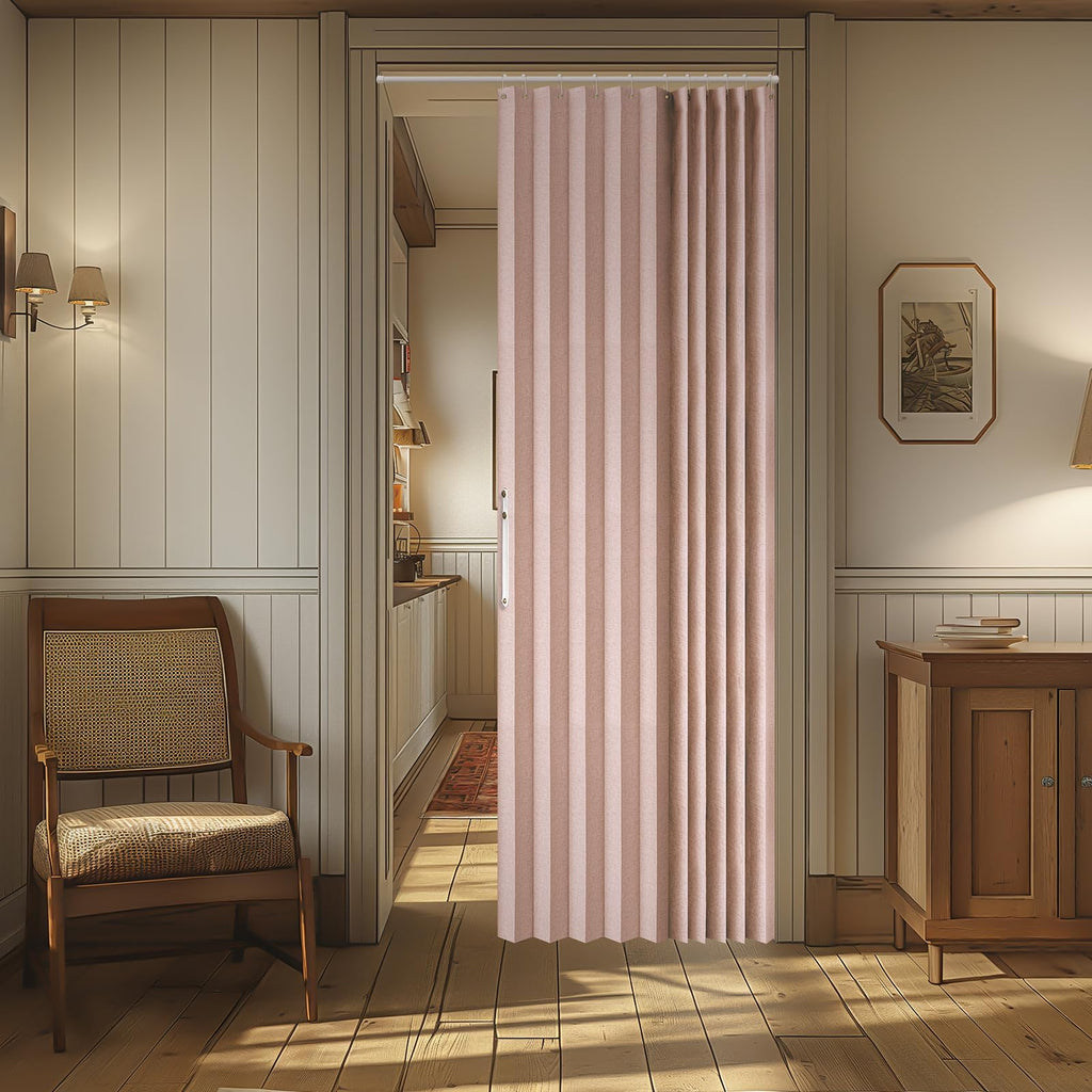 AJAZZ 100% Blackout Accordion Door Magnetic Door Curtain Folding Closet Doors Curtain Invisible Applicable Bedroom Room Living Room Doorway （Grey 42" W x 78" L 1 Panel