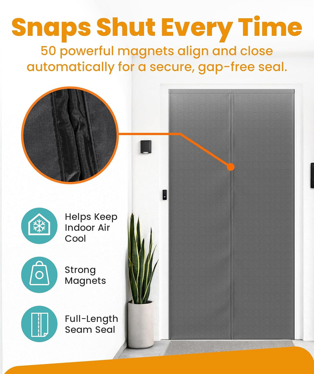 Flux Phenom Thermal Insulated Door Cover - Easy Install - Temperature Protection Barrier, Keeps Warm Air in, 50 Magnets for Secure Gap Free Closure, Magnetic Door Curtain for Winter - 40"x82"