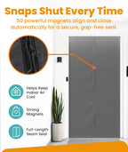 Flux Phenom Thermal Insulated Door Cover - Easy Install - Temperature Protection Barrier, Keeps Warm Air in, 50 Magnets for Secure Gap Free Closure, Magnetic Door Curtain for Winter - 40"x82"