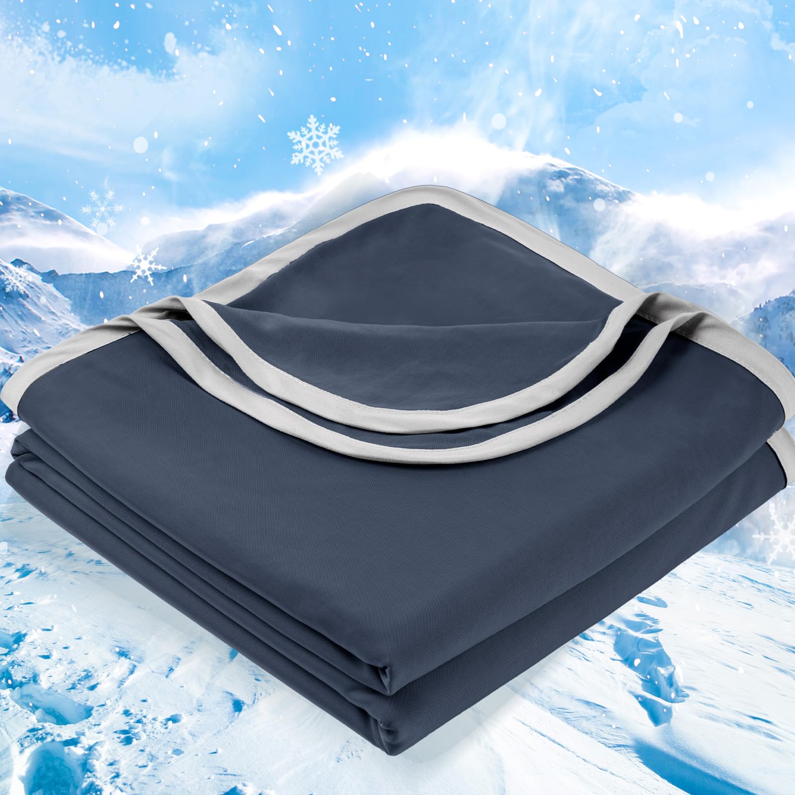 PHF Double Cooling Blanket for Hot Sleepers Queen Size, Arc-Chill Q-Max>0.5 with Double Cooling, Lightweight Summer Blanket Absorbs Heat to Keep Cool All Night for Night Sweats (Ice Blue, 90''x90'')