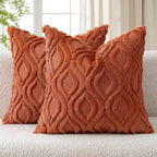 Set of 2 18x18 Inch Mustard Yellow Soft Plush Faux Wool Throw Pillow Covers Farmhouse Boho Decor for Sofa Bed Living Room