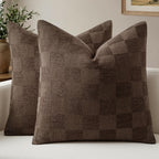 a moment Set of 2 Decorative Linen Throw Pillow Covers,Large Grid Textured Neutral Boho Farmhouse Cushion Covers,Soft Aesthetic Pillowcases for Couch Sofa Living Room Home Decor,20x20 Inch,Beige