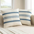 Set of 2 18x18 Inch Sage Green Macrame Woven Boho Farmhouse Pillow Covers Retro Cotton Cushion Cases for Sofa Bed Chair Summer Spring Decor