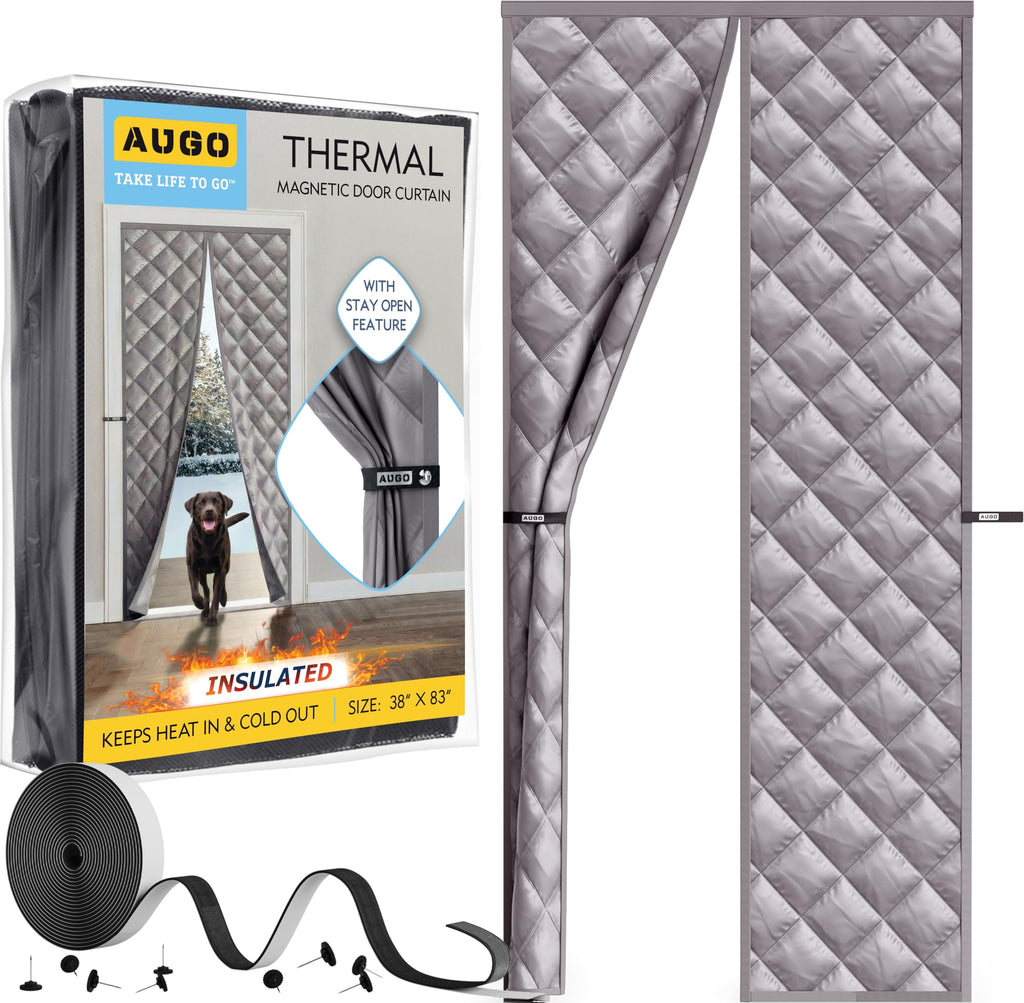 AUGO Magnetic Thermal Insulated Door Curtain - Transparent EVA Door Cover for Winter- Keeps Warm Air in and Cold Air Out - Home Winterizing Products - Patent Pending Keep Open Feature - 38 x 83 Inch