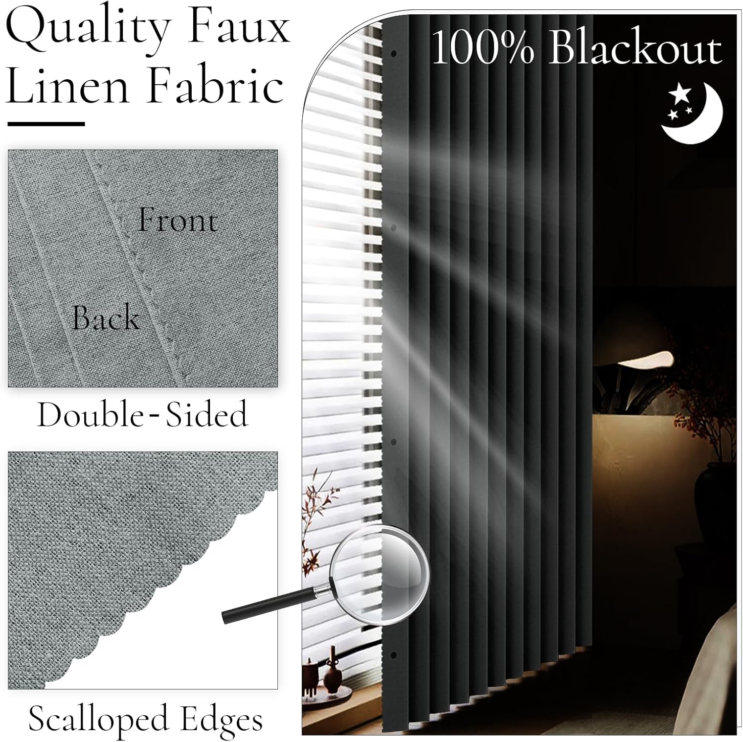 100% Blackout Privacy Door Curtain for Doorway, Magnetic Door Curtain for Closet & Hallway, 1 Panel, W45 x L80, Gray