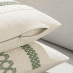 Set of 2 18x18 Inch Sage Green Macrame Woven Boho Farmhouse Pillow Covers Retro Cotton Cushion Cases for Sofa Bed Chair Summer Spring Decor