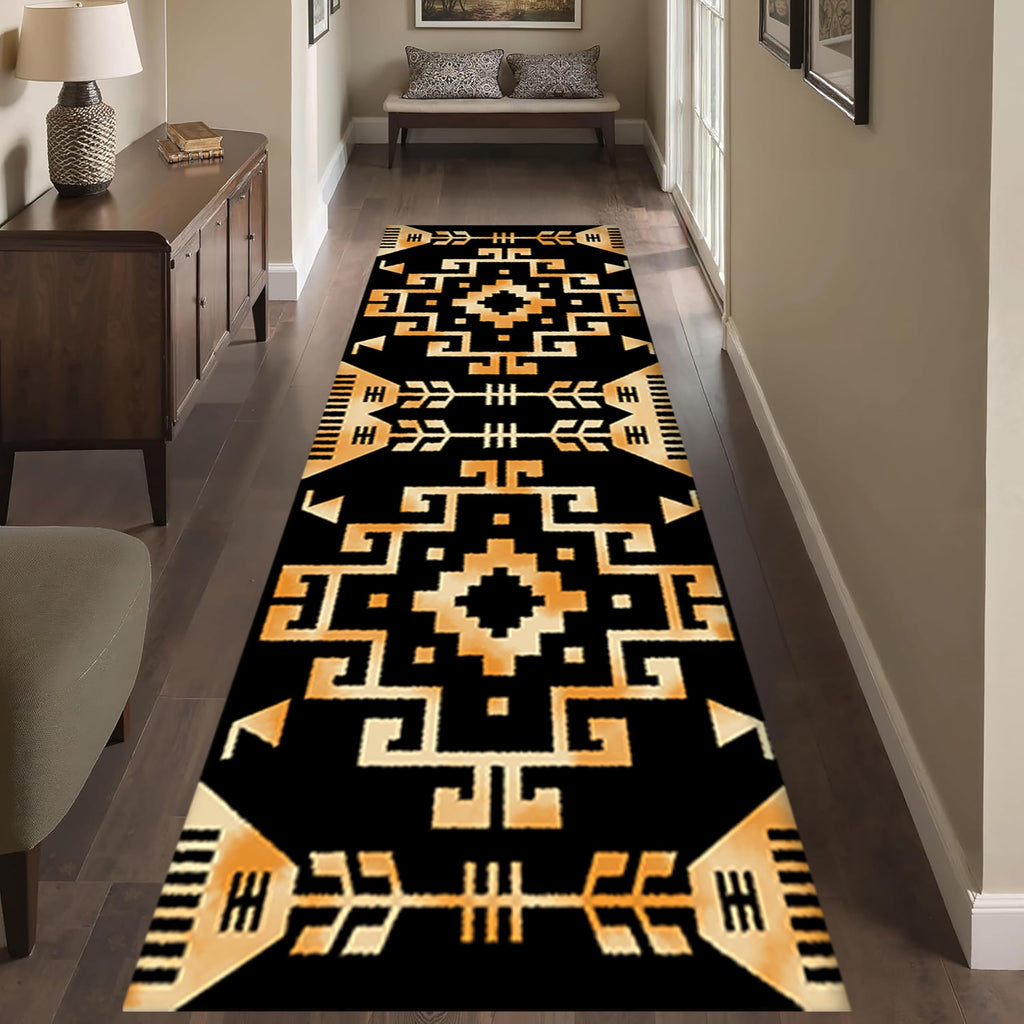 Southwestern Tribal Runner Rug, 2x6ft, Native American Ethnic Pattern Print Distressed Aztec Retro Throw Rugs, Cozy Reduce Noise Western Decor Rugs for Living Room Bedroom