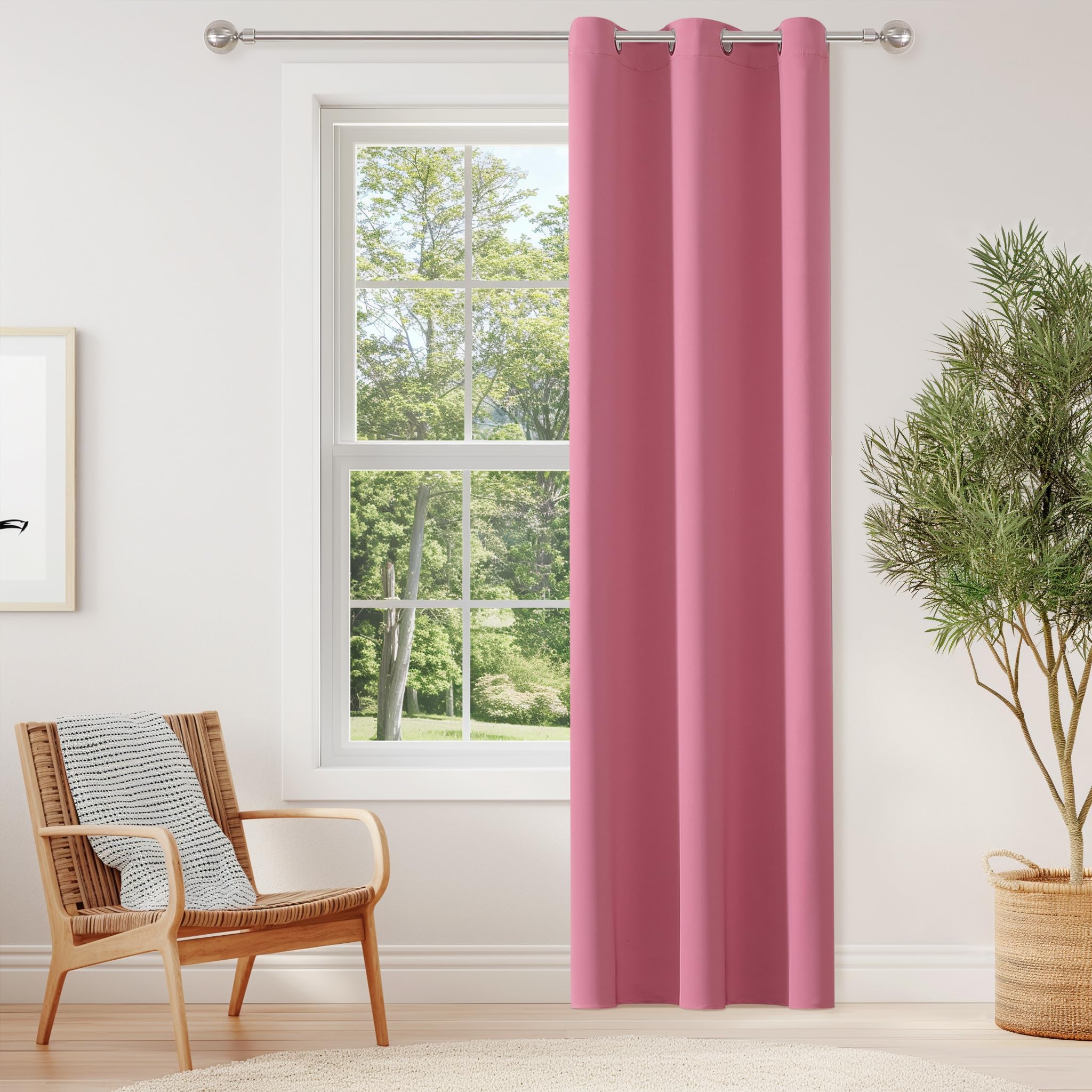 ChrisDowa Blackout Door Curtains for Doorway Privacy, Grommet Closet Curtains for Bedroom Closet Door, Thermal Insulated Temporary Doorway Cover Room Divider Drapes (1 Panel, Dark Grey, 34 x 80 Inch)