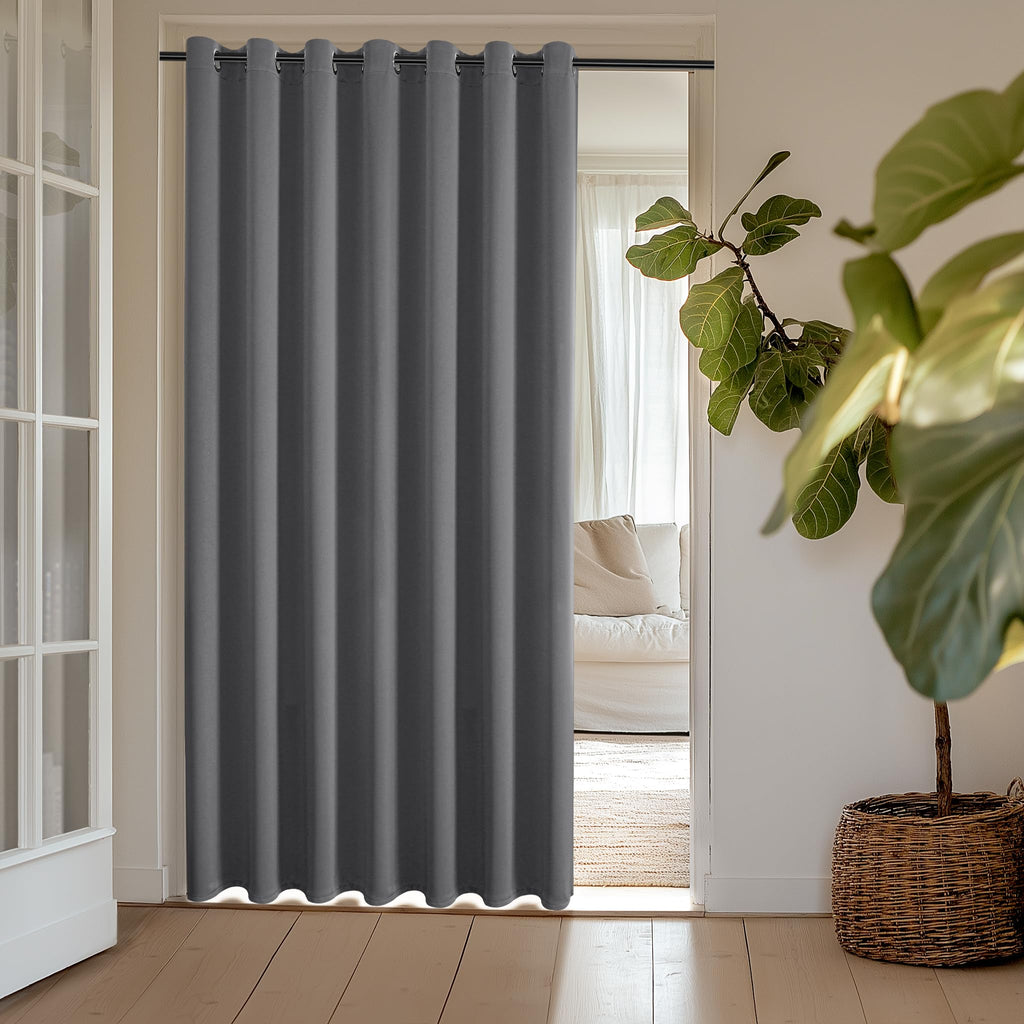 ChrisDowa Blackout Door Curtains for Doorway Privacy, Grommet Closet Curtains for Bedroom Closet Door, Thermal Insulated Temporary Doorway Cover Room Divider Drapes (1 Panel, Dark Grey, 34 x 80 Inch)
