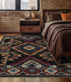 Hallway Runner Rug 2x6 Indoor Door Mat - Bear Rustic Cabin Non-Slip Entryway Rug, Low Pile Tribal Print for Kitchen, Bedroom