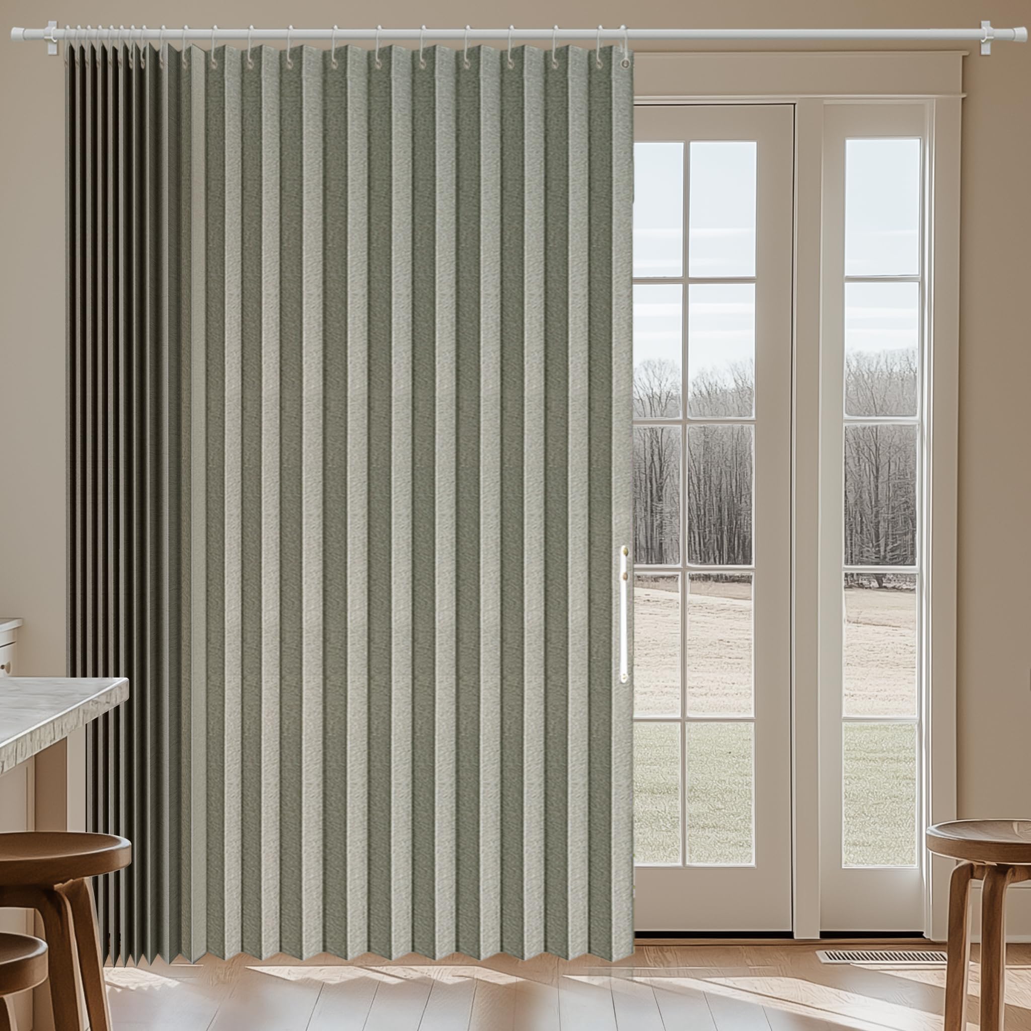 Jilron 100% Blackout Fabric Folding Door Curtain with Magnetic Closure - Accordion Style for Sliding Doors, Closets,Wardrobe and Temporary Door Solutions Doorway Curtains（W42 x L78, Black，1 Panel）