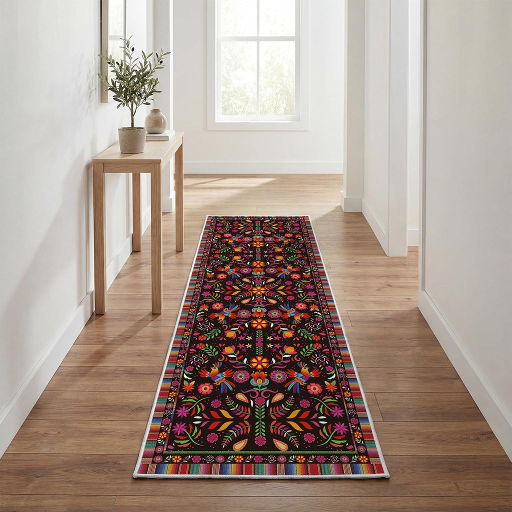 Artoid Mode Bird Dia De Los Muertos Mexican Fiesta Runner Rug, Cinco De Mayo Home Decor Low-Profile Non-Slip Washable Carpet Runner for Hallways Kitchen Laundry Bedroom Bathroom Indoor 2x6 Feet