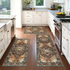 Yamaziot Washable Runner Rug, 2x8 Non-Slip Boho Vintage Hallway Rug Runner with Rubber Backing, Stain Resistant & Low Pile Faux Wool Distressed Carpet Runner for Bedroom, Kitchen, Laundry, Entrance