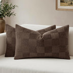 a moment Set of 2 Decorative Linen Throw Pillow Covers,Large Grid Textured Neutral Boho Farmhouse Cushion Covers,Soft Aesthetic Pillowcases for Couch Sofa Living Room Home Decor,20x20 Inch,Beige