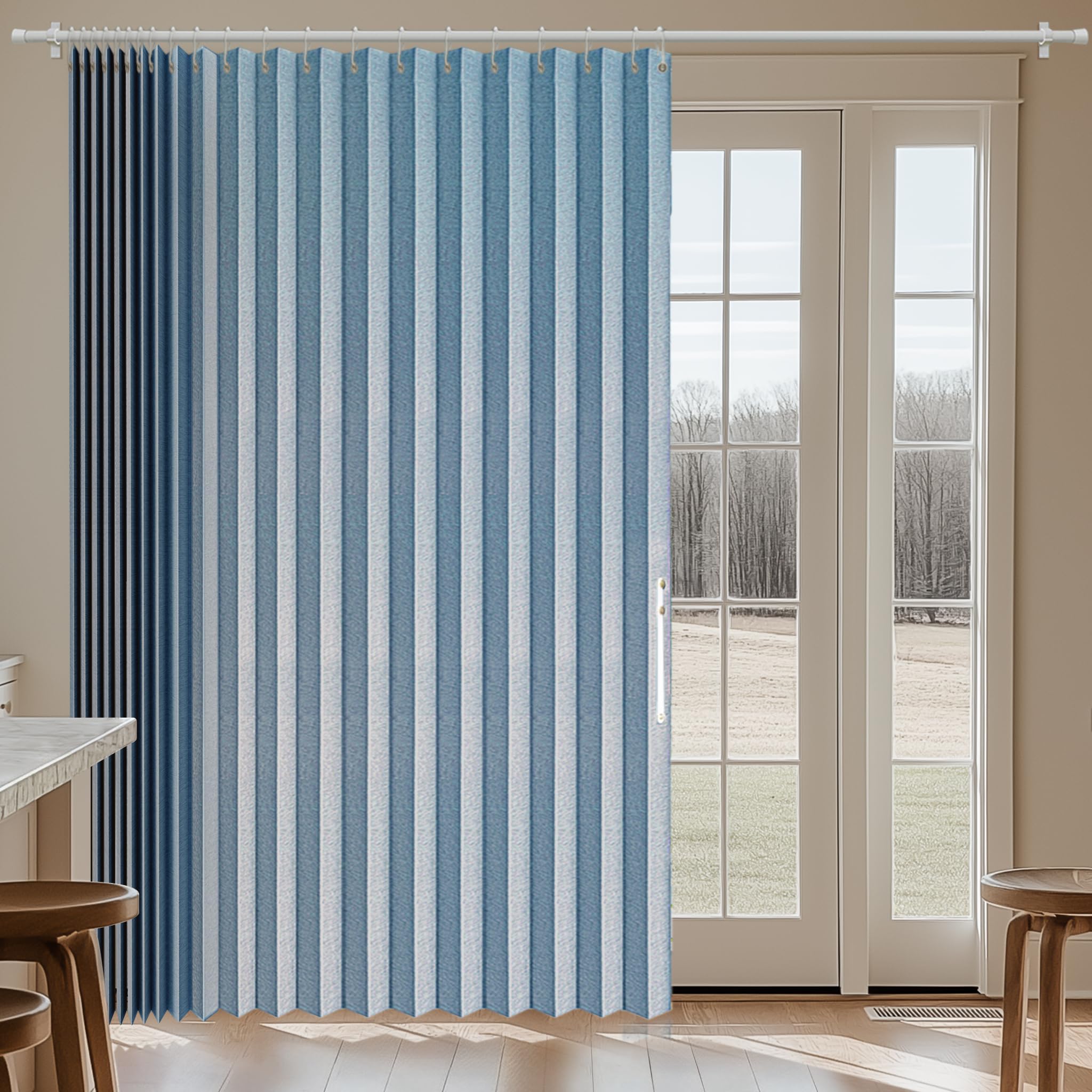 Jilron 100% Blackout Fabric Folding Door Curtain with Magnetic Closure - Accordion Style for Sliding Doors, Closets,Wardrobe and Temporary Door Solutions Doorway Curtains（W42 x L78, Black，1 Panel）