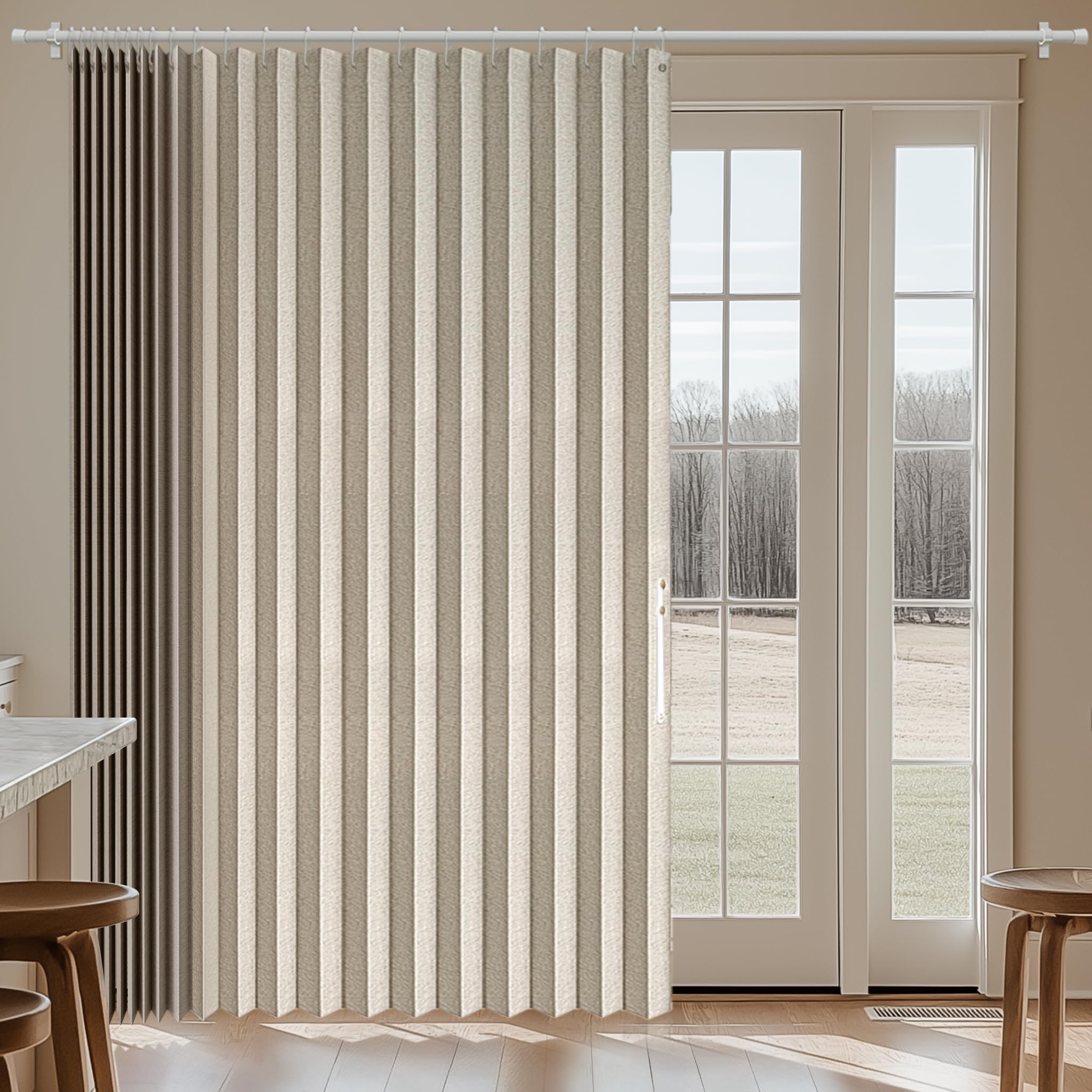 Jilron 100% Blackout Fabric Folding Door Curtain with Magnetic Closure - Accordion Style for Sliding Doors, Closets,Wardrobe and Temporary Door Solutions Doorway Curtains（W42 x L78, Black，1 Panel）