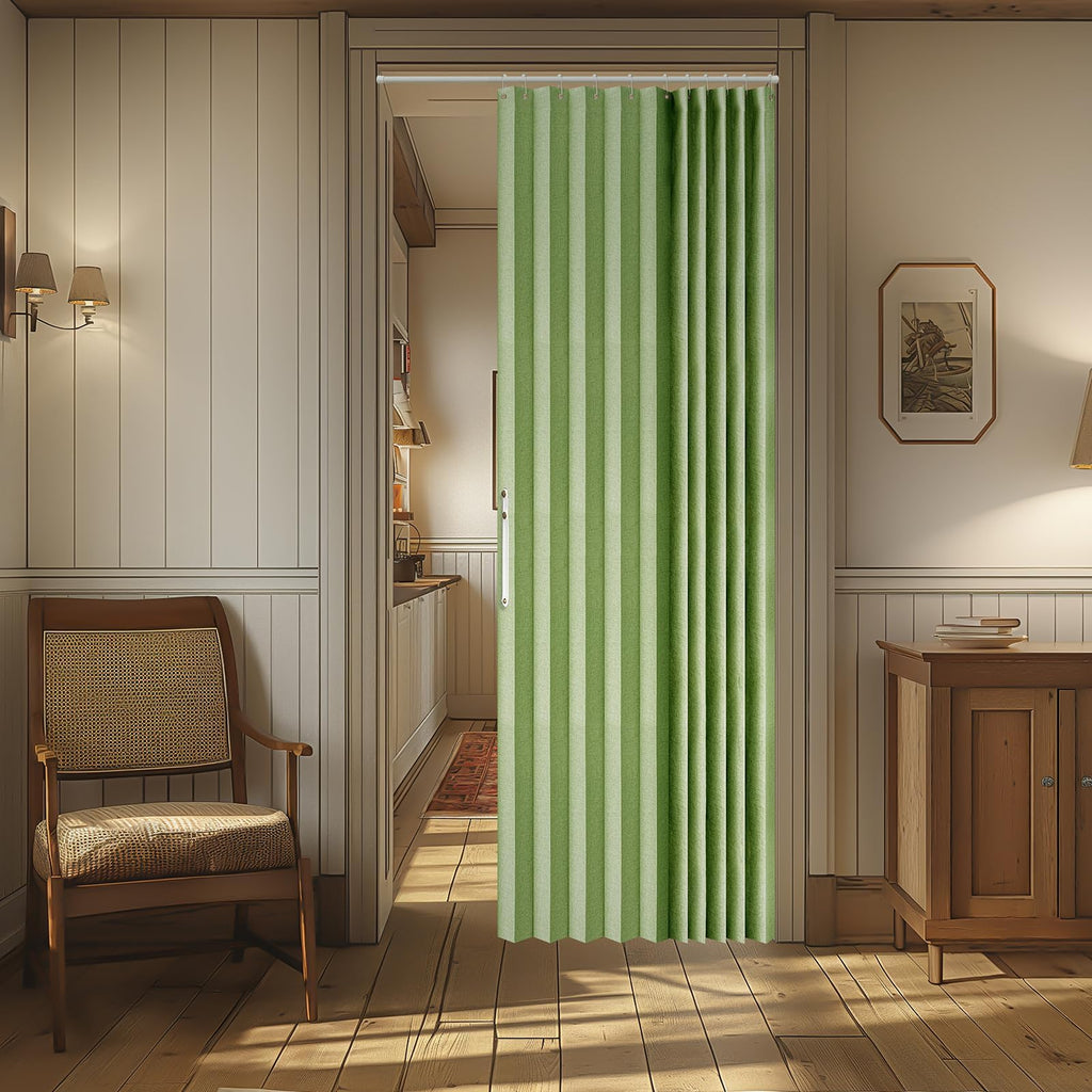 AJAZZ 100% Blackout Accordion Door Magnetic Door Curtain Folding Closet Doors Curtain Invisible Applicable Bedroom Room Living Room Doorway （Grey 42" W x 78" L 1 Panel