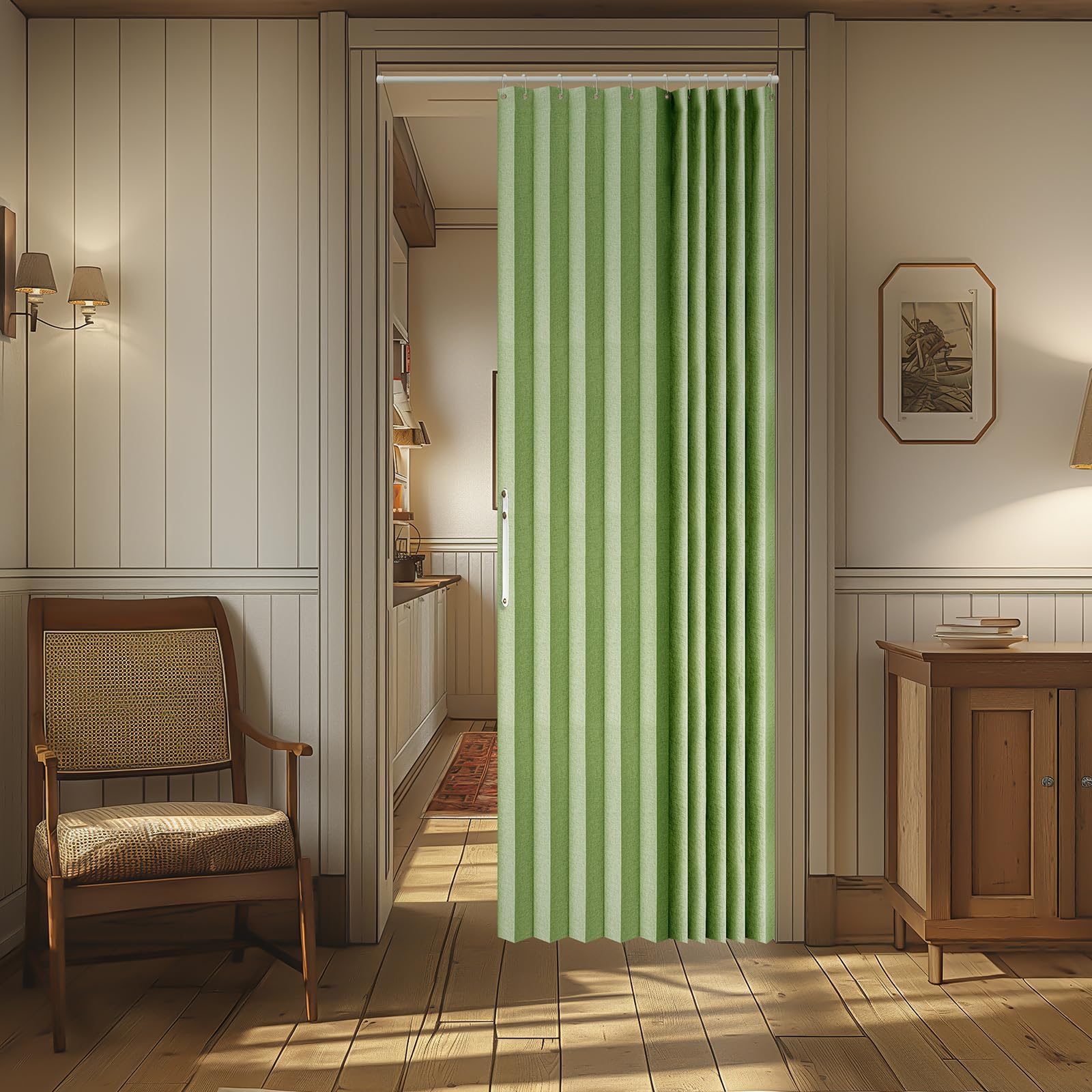 AJAZZ 100% Blackout Accordion Door Magnetic Door Curtain Folding Closet Doors Curtain Invisible Applicable Bedroom Room Living Room Doorway （Grey 42" W x 78" L 1 Panel