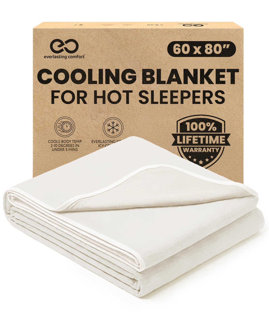 Everlasting Comfort Cooling Blanket for Hot Sleepers - Soft, Lightweight & Breathable Throw Blanket with Easy to Clean Material - Luxury Throws for Hot Flashes & Night Sweats (60"x80")