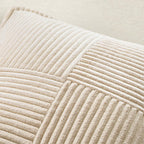MIULEE Decorative Throw Pillow Covers for Couch Bed Livingroom 20x20 Inch Set of 2 Beige Boho Accent Throw Pllows Broadside Striped Patchwork Soft Corduroy Pillowcases
