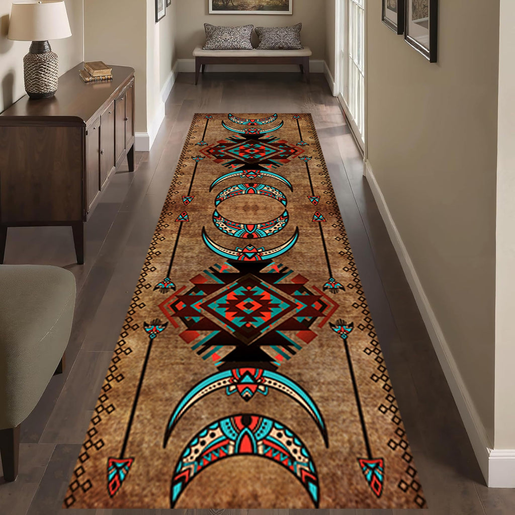 Southwestern Tribal Runner Rug, 2x6ft, Native American Ethnic Pattern Print Distressed Aztec Retro Throw Rugs, Cozy Reduce Noise Western Decor Rugs for Living Room Bedroom