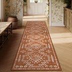 Lahome Vivienne Orange Hallway Runner Rug Non Slip, Boho Washable Western Runner Rug, Stain Resistant Aztec Fall Long Carpte for Entryway Entrance Indoor (2'5''x8')