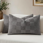 a moment Set of 2 Decorative Linen Throw Pillow Covers,Large Grid Textured Neutral Boho Farmhouse Cushion Covers,Soft Aesthetic Pillowcases for Couch Sofa Living Room Home Decor,20x20 Inch,Beige