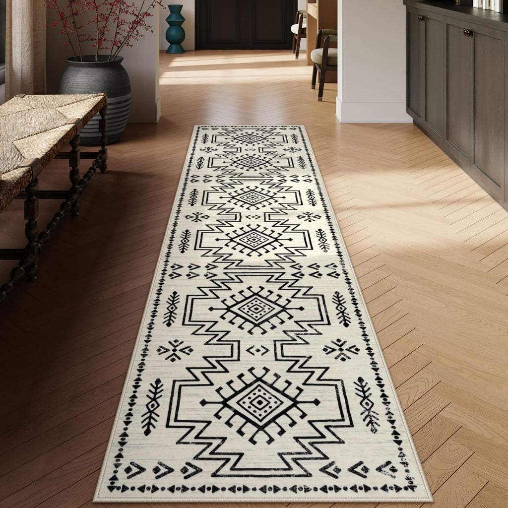 Lahome Vivienne Orange Hallway Runner Rug Non Slip, Boho Washable Western Runner Rug, Stain Resistant Aztec Fall Long Carpte for Entryway Entrance Indoor (2'5''x8')