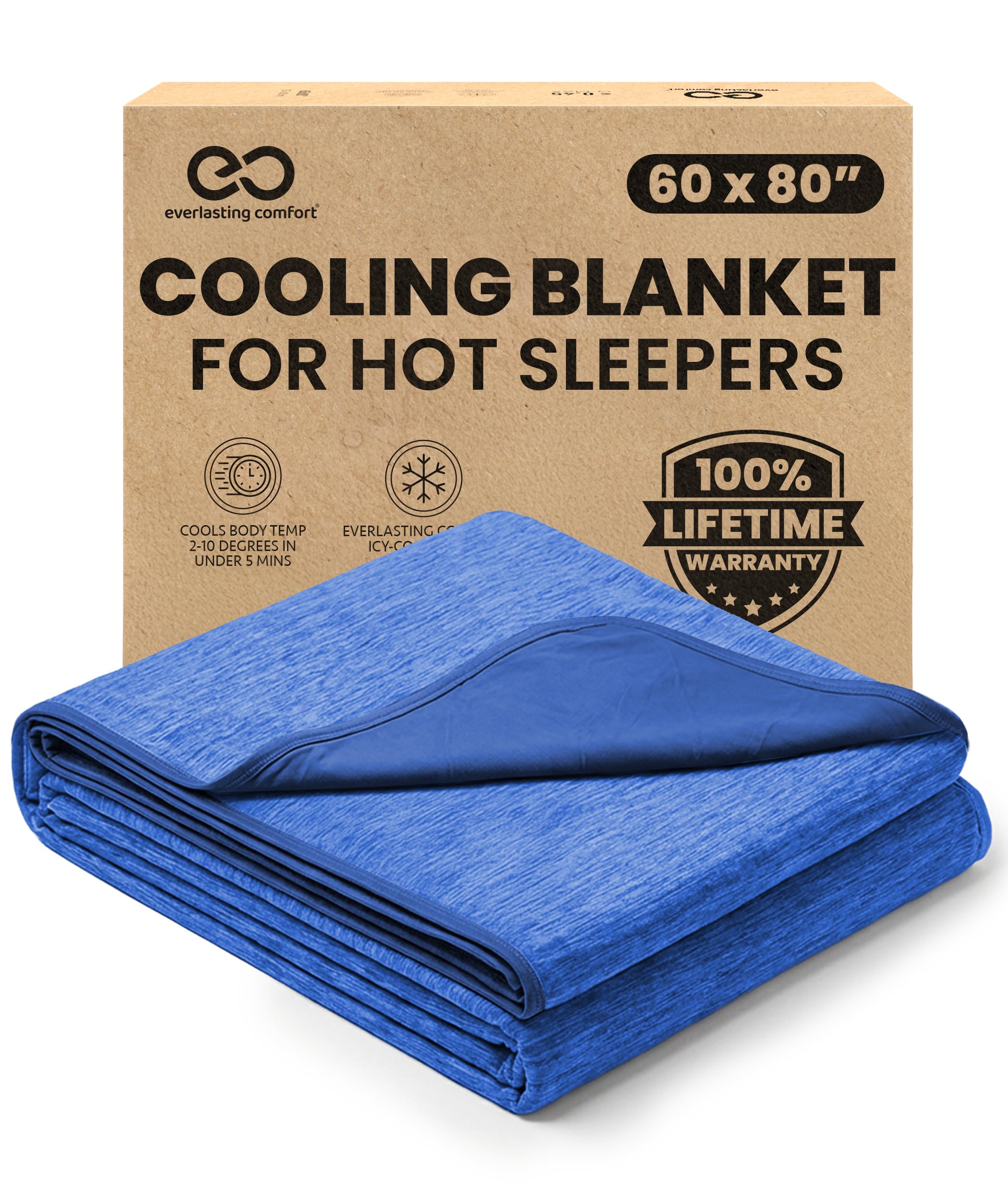 Everlasting Comfort Cooling Blanket for Hot Sleepers - Soft, Lightweight & Breathable Throw Blanket with Easy to Clean Material - Luxury Throws for Hot Flashes & Night Sweats (60"x80")