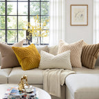 Set of 2 18x18 Inch Mustard Yellow Soft Plush Faux Wool Throw Pillow Covers Farmhouse Boho Decor for Sofa Bed Living Room