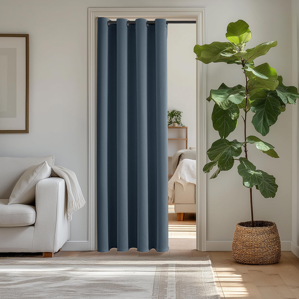 ChrisDowa Blackout Door Curtains for Doorway Privacy, Grommet Closet Curtains for Bedroom Closet Door, Thermal Insulated Temporary Doorway Cover Room Divider Drapes (1 Panel, Dark Grey, 34 x 80 Inch)