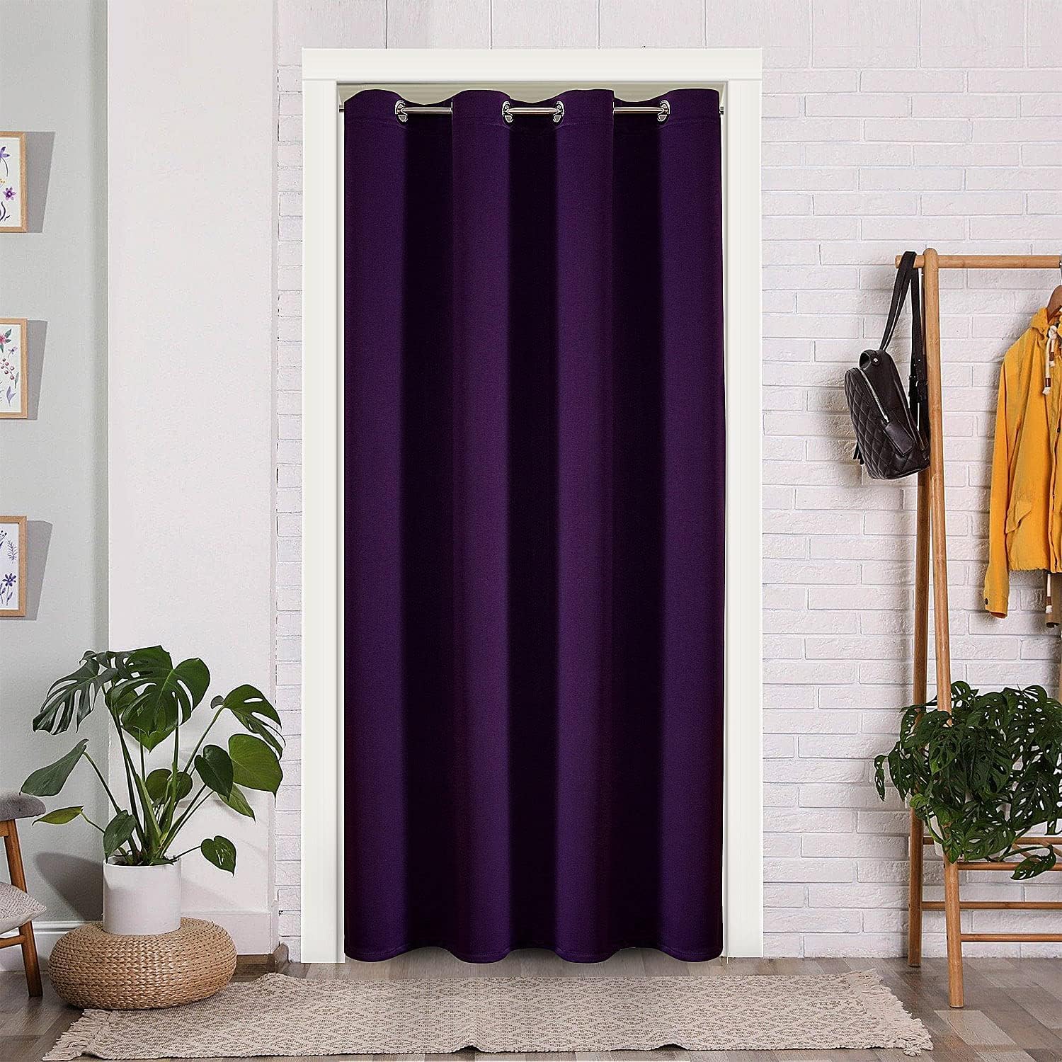 ChrisDowa Blackout Door Curtains for Doorway Privacy, Grommet Closet Curtains for Bedroom Closet Door, Thermal Insulated Temporary Doorway Cover Room Divider Drapes (1 Panel, Dark Grey, 34 x 80 Inch)