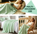 Cooling Blanket,Summer Bed Blanket,100% Rayon Derived from Bamboo Sided Cold Effect, Cool Summer Blanket for Hot Sleepers,Soft,Breathable,Air Conditioning Blanket for Bed and Sofa, (Green 90x90inch)
