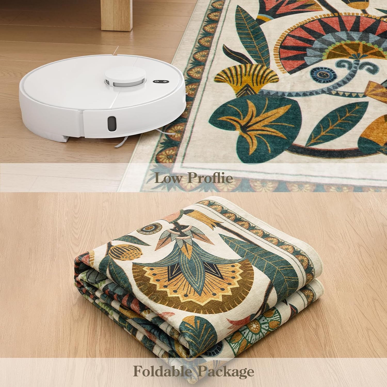 2'6''x8' Beige Egypt Floral Washable Non Slip Boho Runner Rug for Bathroom Kitchen Hallway Entryway Laundry Room