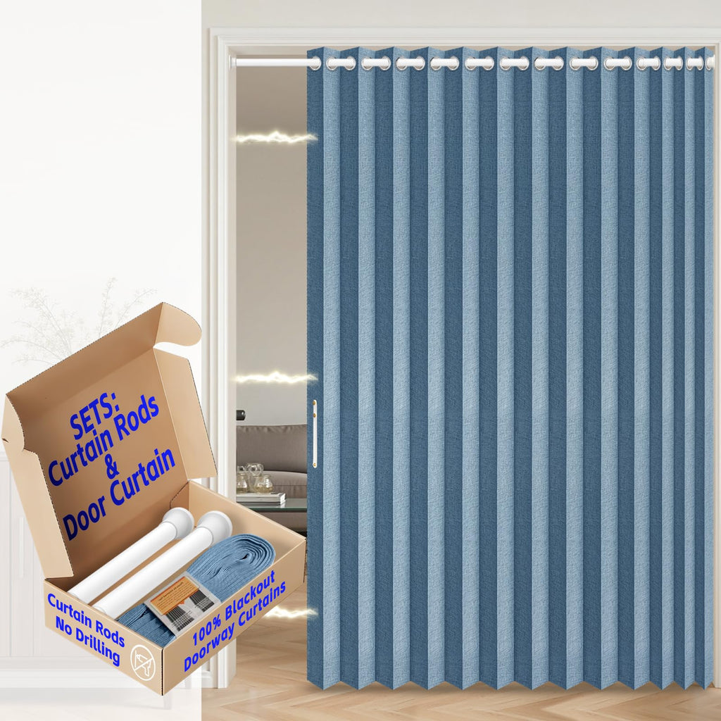 AJAZZ 100% Blackout Accordion Door Magnetic Door Curtain Folding Closet Doors Curtain Invisible Applicable Bedroom Room Living Room Doorway （Grey 42" W x 78" L 1 Panel