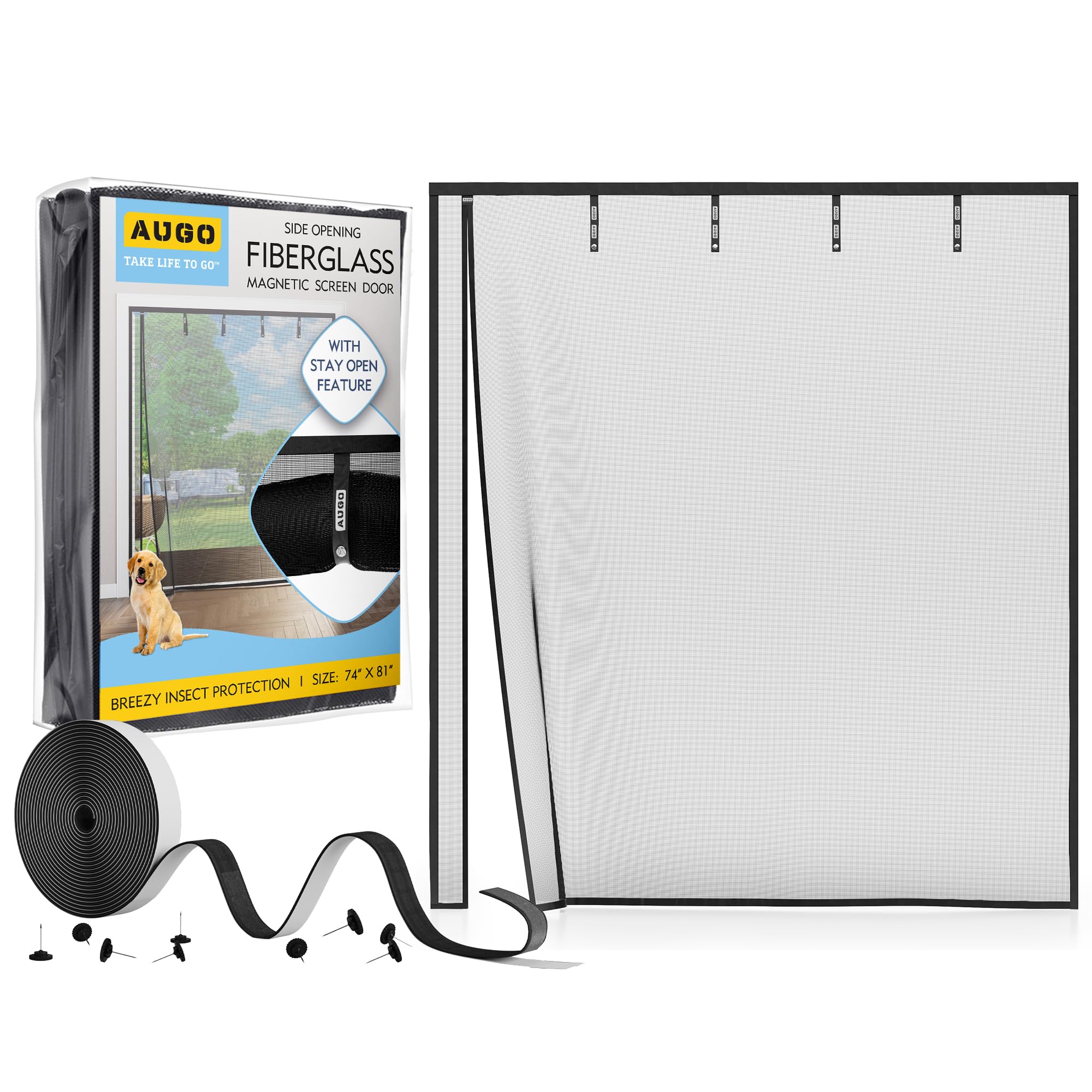 AUGO Magnetic Thermal Insulated Door Curtain - Transparent EVA Door Cover for Winter- Keeps Warm Air in and Cold Air Out - Home Winterizing Products - Patent Pending Keep Open Feature - 38 x 83 Inch