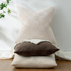 a moment Set of 2 Decorative Linen Throw Pillow Covers,Large Grid Textured Neutral Boho Farmhouse Cushion Covers,Soft Aesthetic Pillowcases for Couch Sofa Living Room Home Decor,20x20 Inch,Beige
