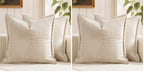 MIULEE Decorative Throw Pillow Covers for Couch Bed Livingroom 20x20 Inch Set of 2 Beige Boho Accent Throw Pllows Broadside Striped Patchwork Soft Corduroy Pillowcases