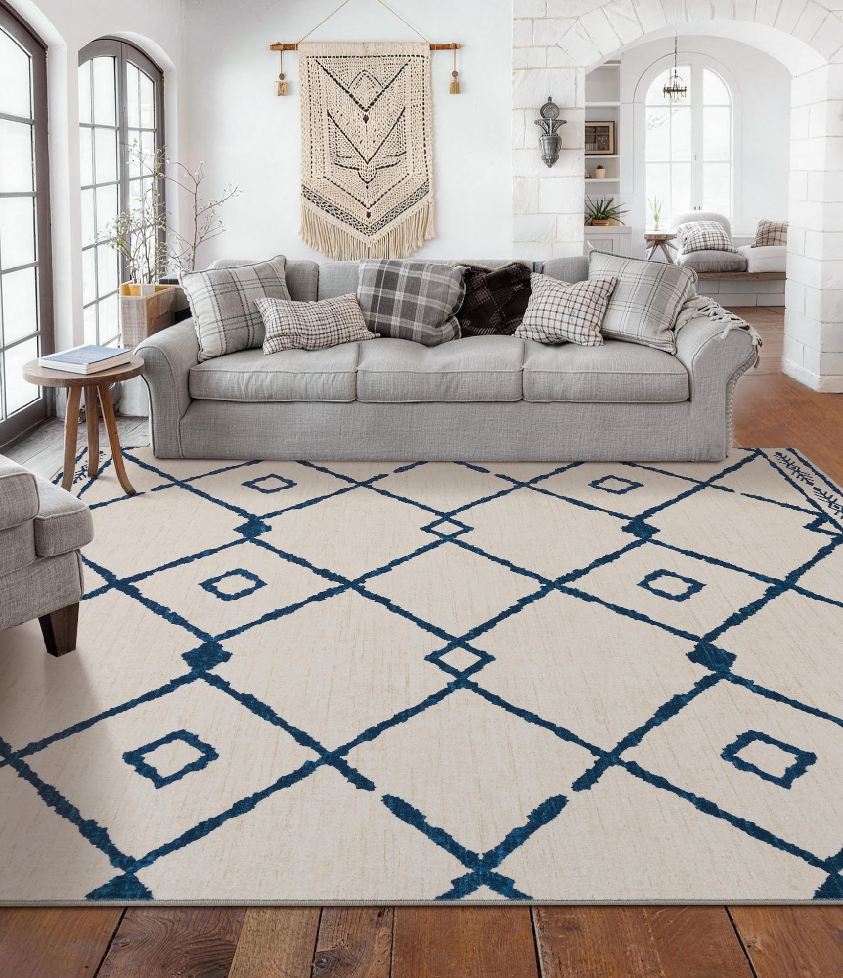 Hallway Runner Rug 2x6 Indoor Door Mat - Bear Rustic Cabin Non-Slip Entryway Rug, Low Pile Tribal Print for Kitchen, Bedroom