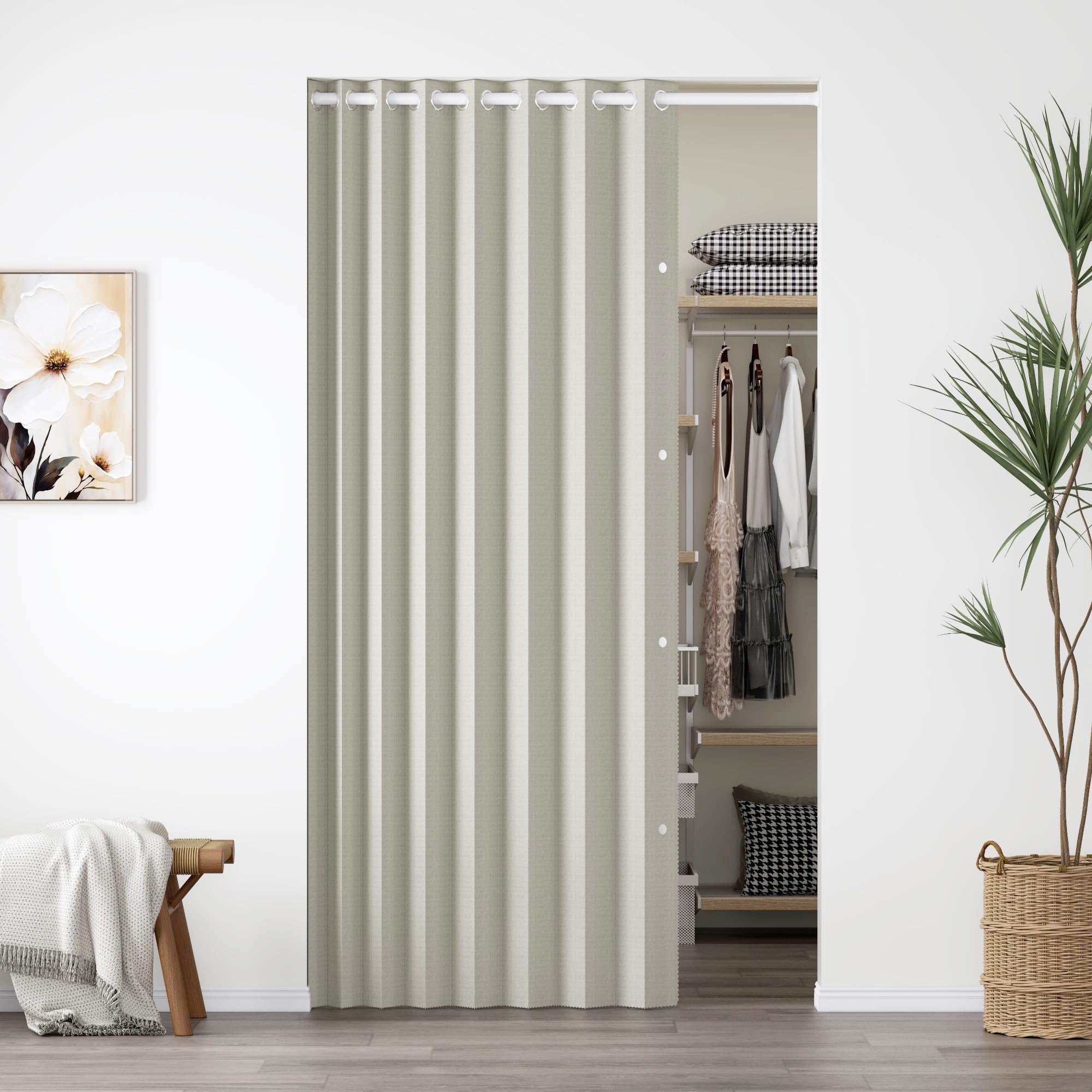 100% Blackout Privacy Door Curtain for Doorway, Magnetic Door Curtain for Closet & Hallway, 1 Panel, W45 x L80, Gray