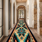 Aztec Rugs for Bedroom, Aztec Runner Rug, 2x7ft, Southwest Native American Rustic Hallway Runner, Boho Ethnic Retro Low Pile Washable Runner Rug - Aztec Home Decor